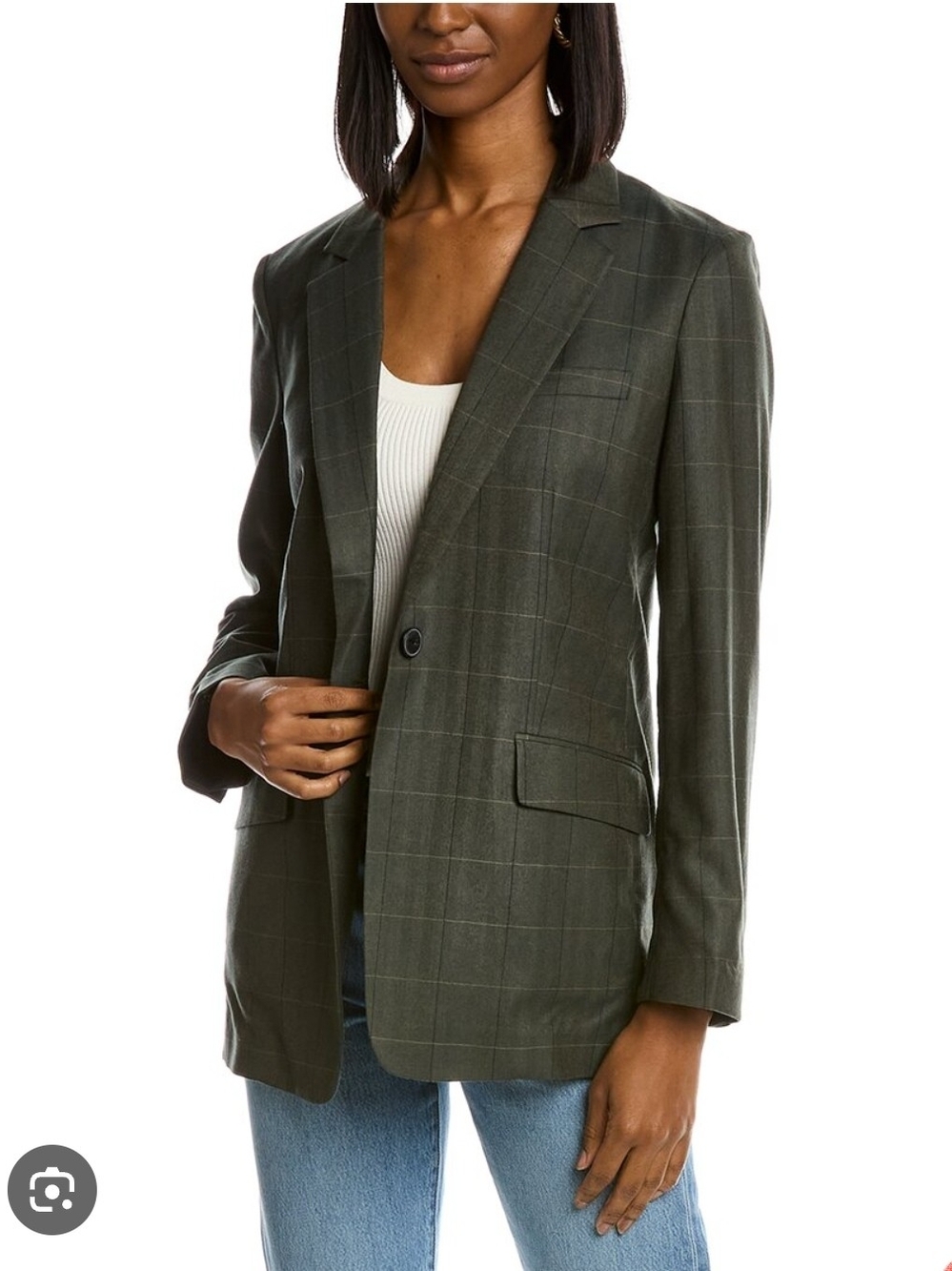 rag & bone Olive Windowpane Single-Button Blazer